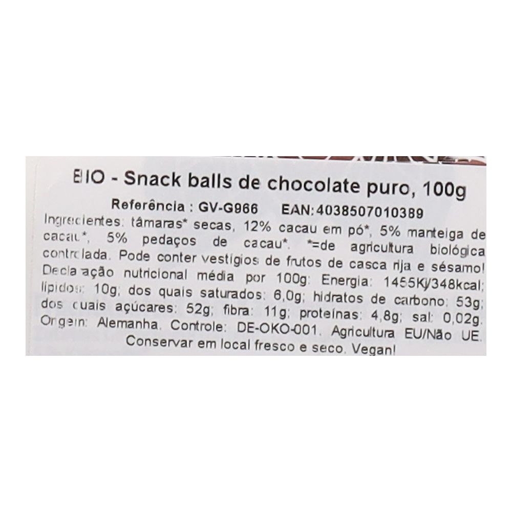  - Snack Govinda Balls Chocolate Puro Bio 100g (2)