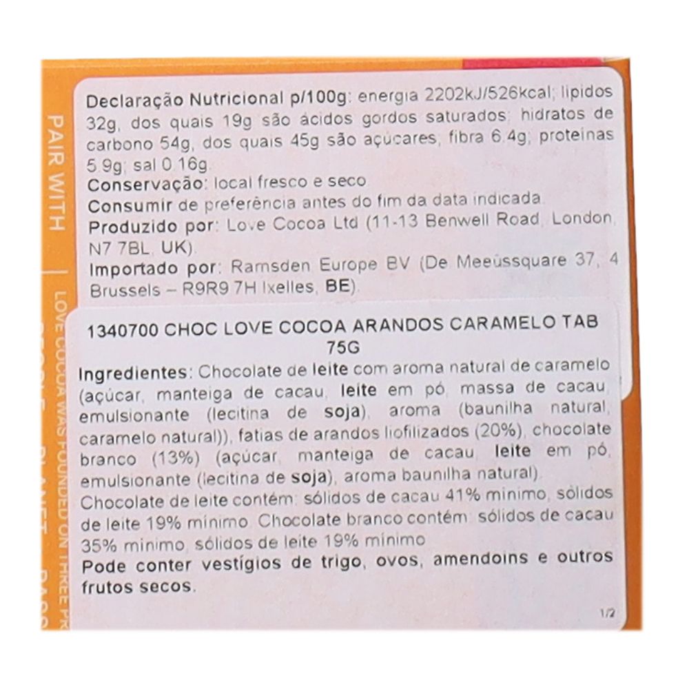  - Chocolate Love Cocoa Arandos Vermelhos Caramelo Tablete 75g (3)