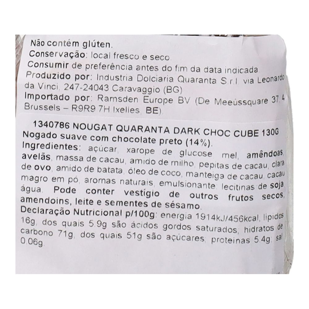  - Nougat Quaranta Dark Chocolate Cube 130g (2)