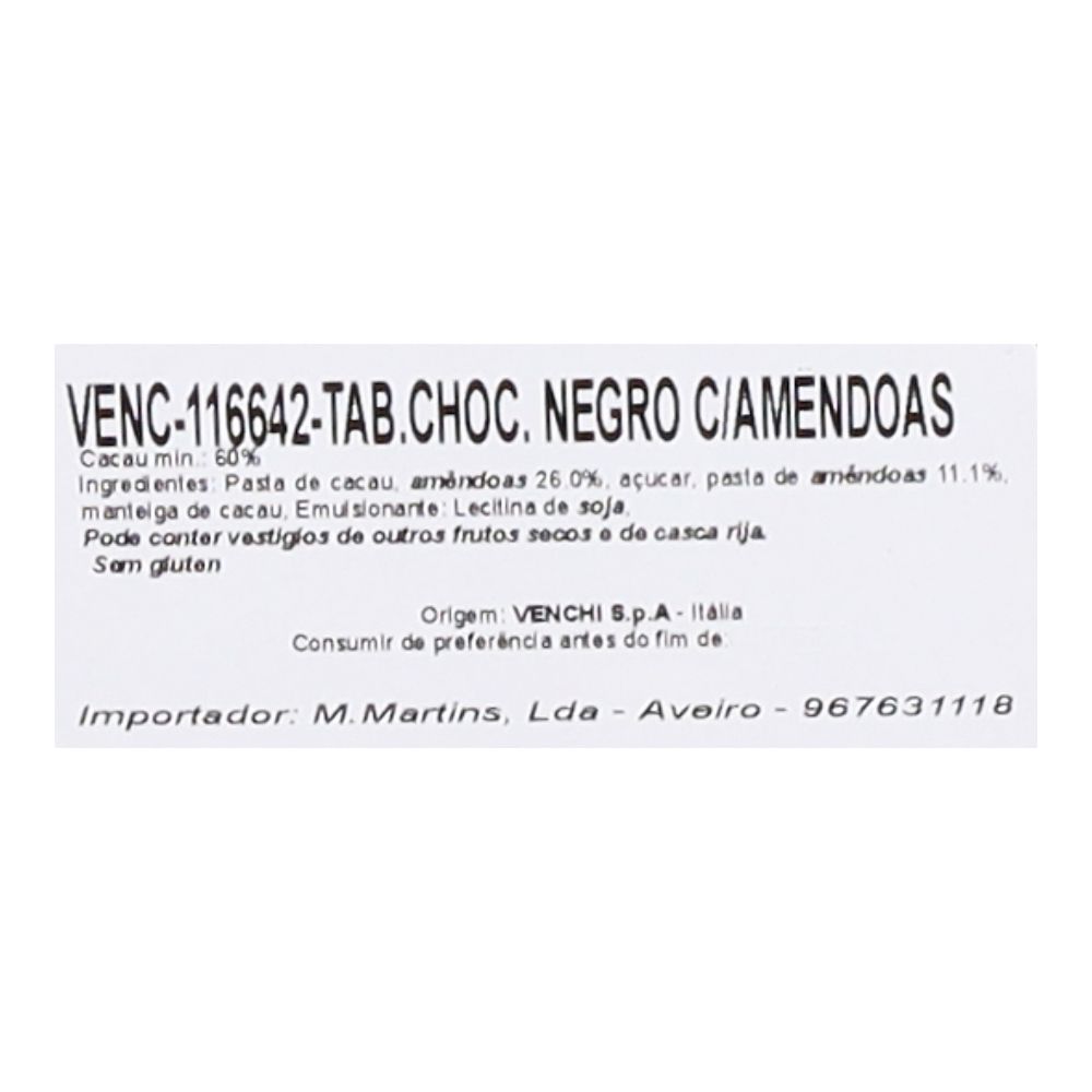  - Chocolate Negro Venchi Amêndoas Tablete 100g (2)