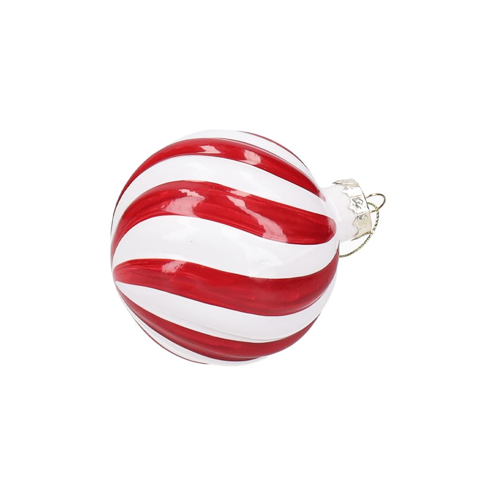  - Red White Striped Christmas Ball (1)