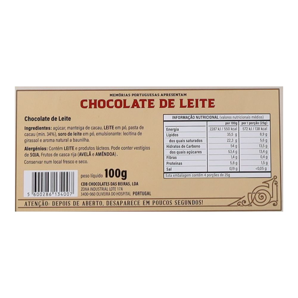  - Portuguese Memories Milk Chocolate Tablet 100g (2)