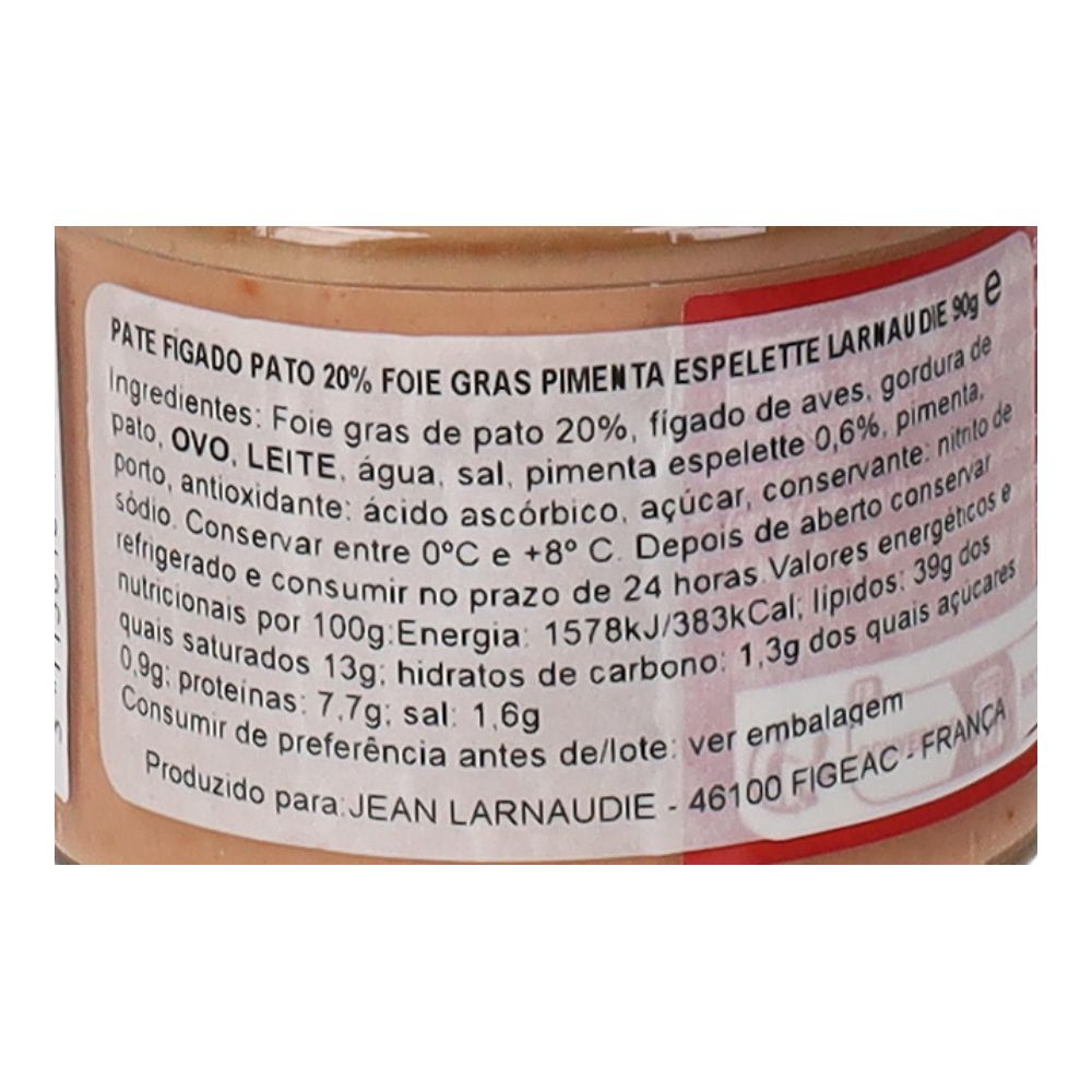  - Paté Larnaudie Figado Pato 20% Foie Gras Pimenta 90g (2)
