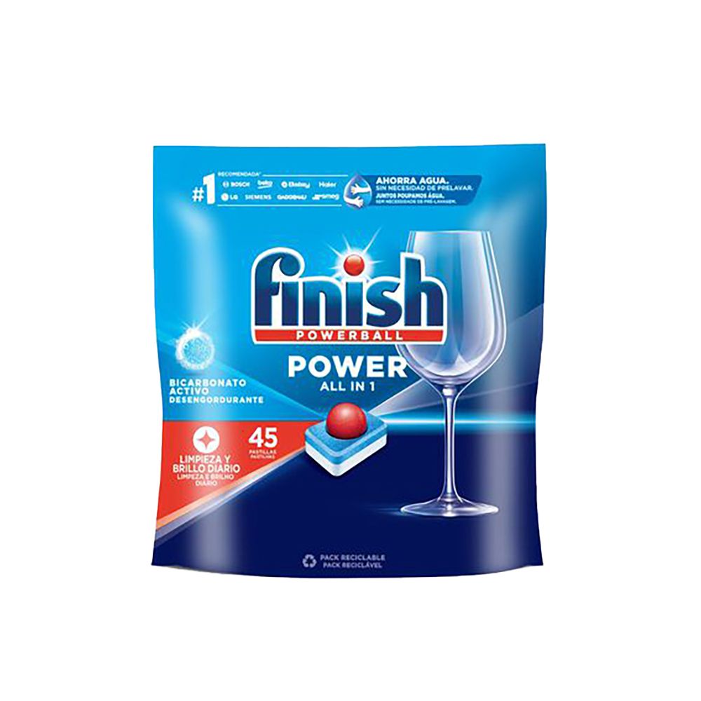  - Detergente Finish Power Bicarbonato Pastilhas 45Doses=720g (1)