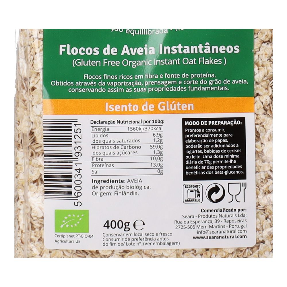  - Seara Gluten Free Organic Instant Oat Flakes 400g (2)