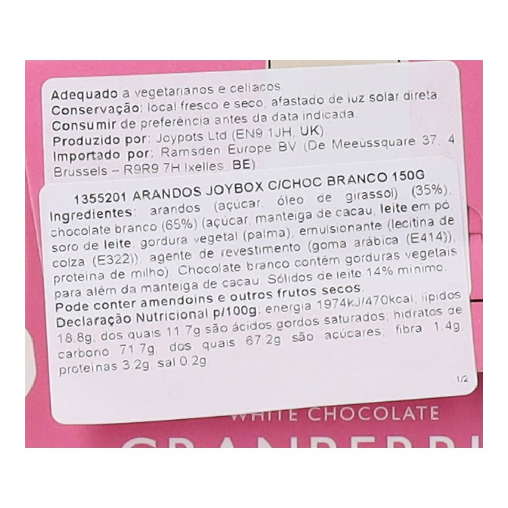  - Joybox White Chocolate Cranberries 150g (2)