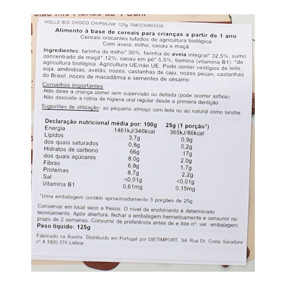  - Cereais Holle Choco Chipmunk Bio 125g (2)
