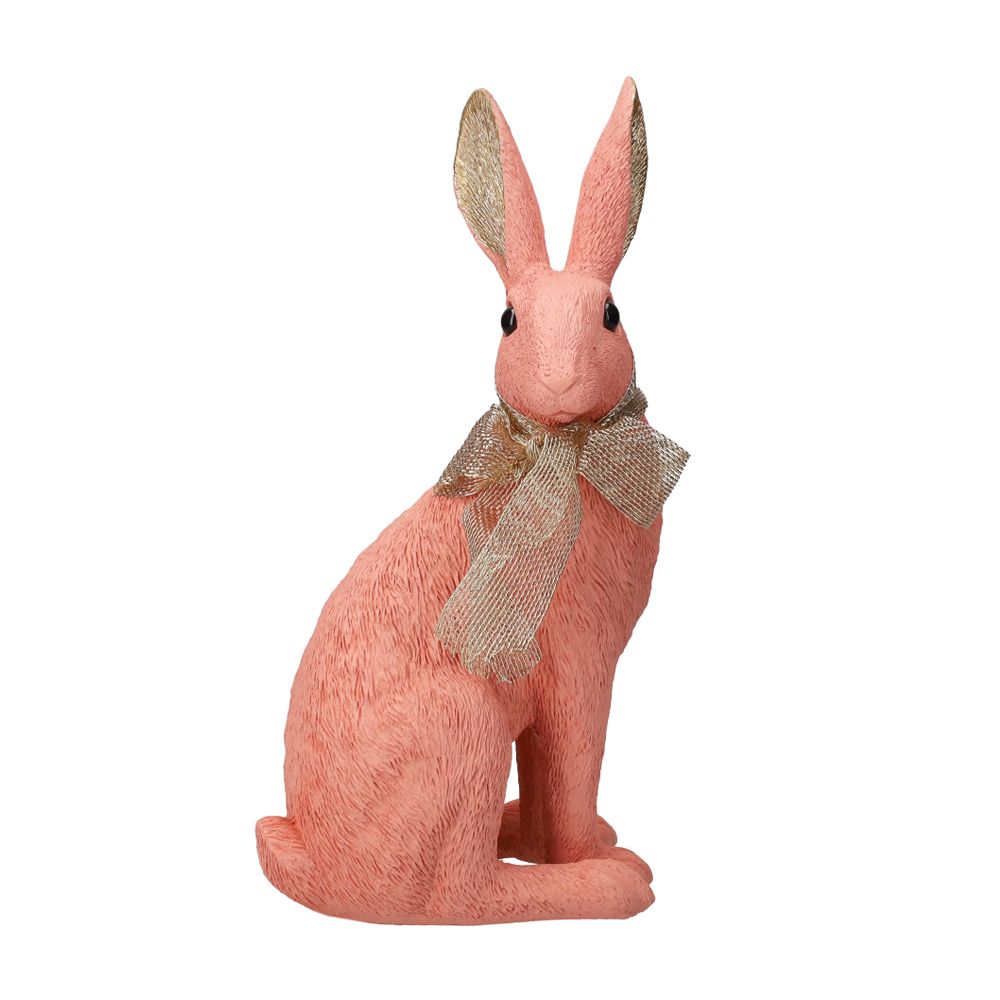  - Pink Rabbit With Golden Bow 26cm (1)