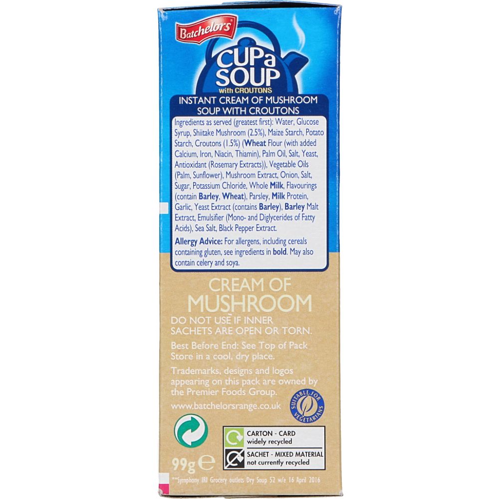  - Batchelors Cup-a-Soup Cream of Mushroom w/ Croutons 99 g (3)