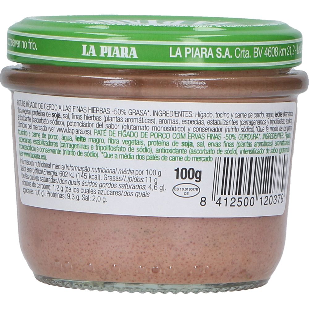  - La Piara Fine Herbs Pâté -50% Fat 100g (2)