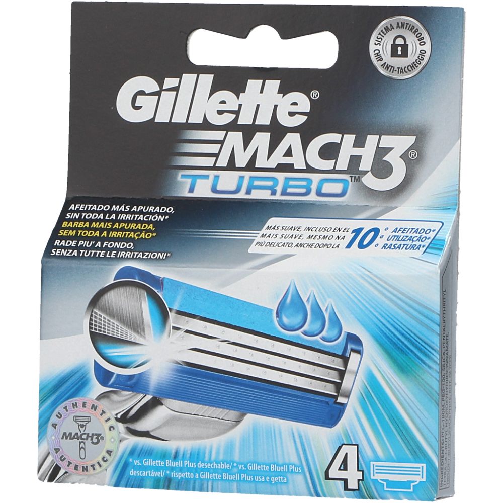  - Gillette Mach3 Turbo Razor Blades 4un (1)