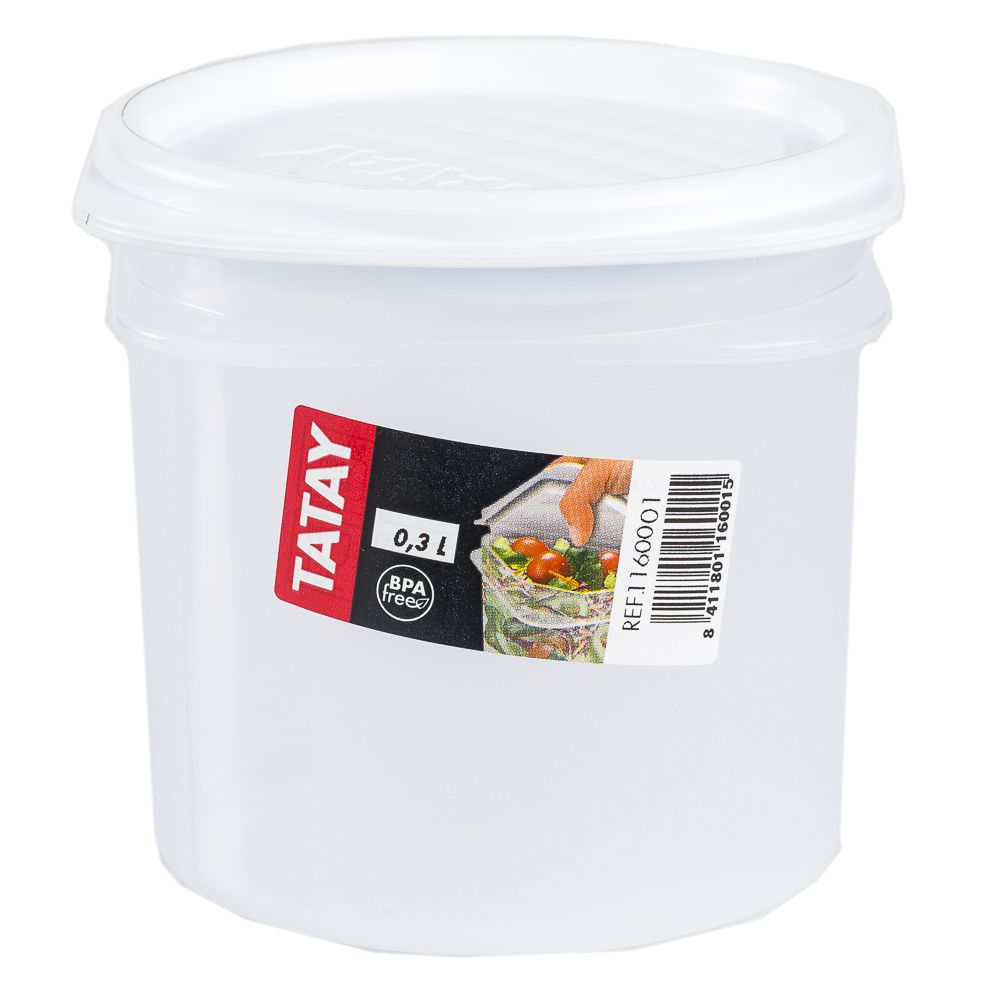  - Caixa Tatay p/ Alimentos Cilindrica Branco 0.3L un (1)