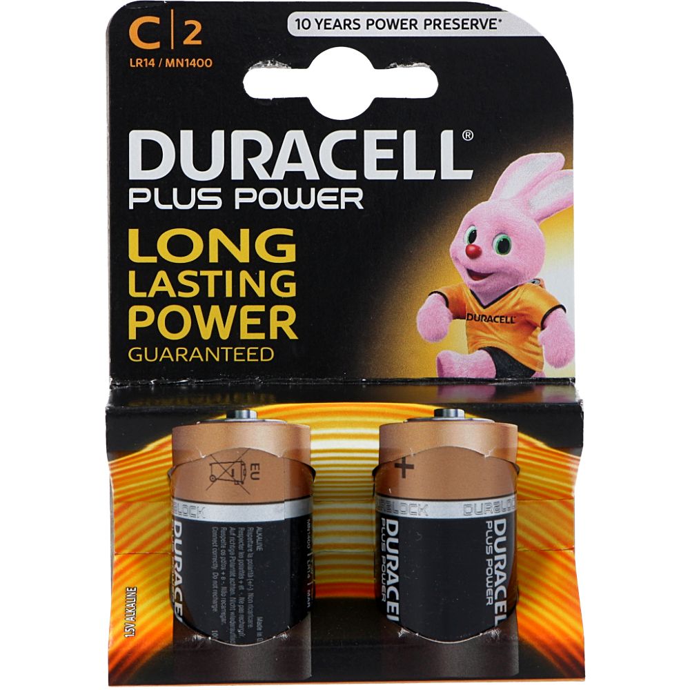  - Duracell Plus C Batteries 2un