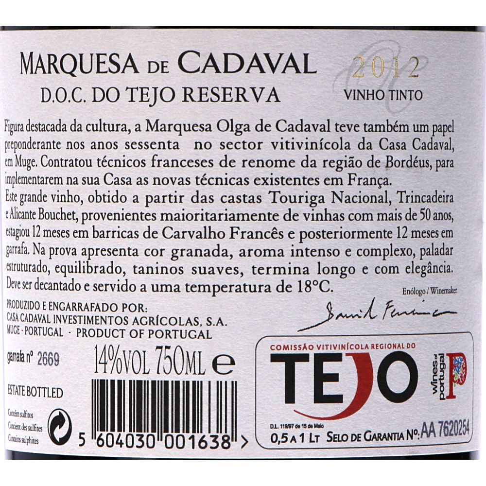 - Marquesa Cadaval Red Wine 75cl (2)