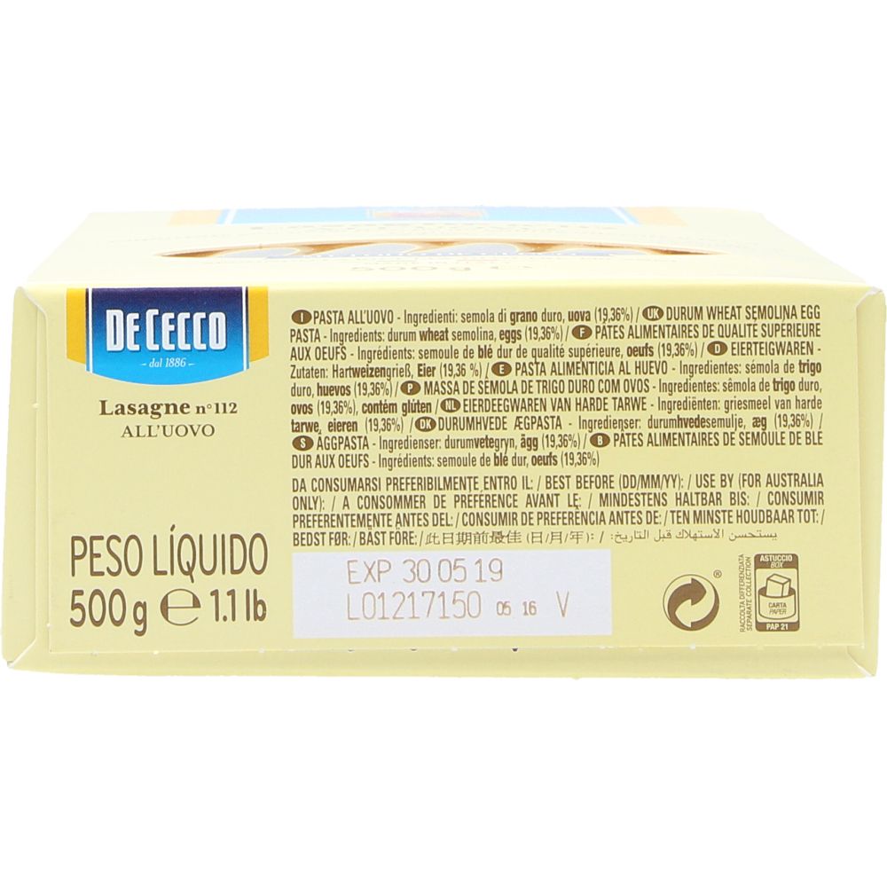  - De Cecco All`Uovo Lasagne Sheets 500g (3)