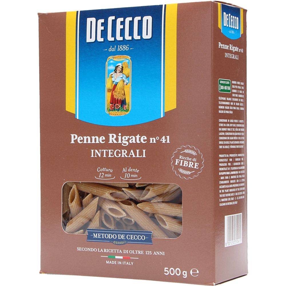  - De Cecco Whole Wheat Penne Rigate Pasta 500g (1)