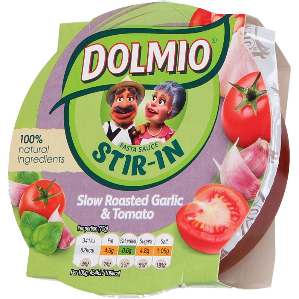  - Dolmio Slow Roasted Garlic & Tomato Stir-In Pasta Sauce 150g (1)