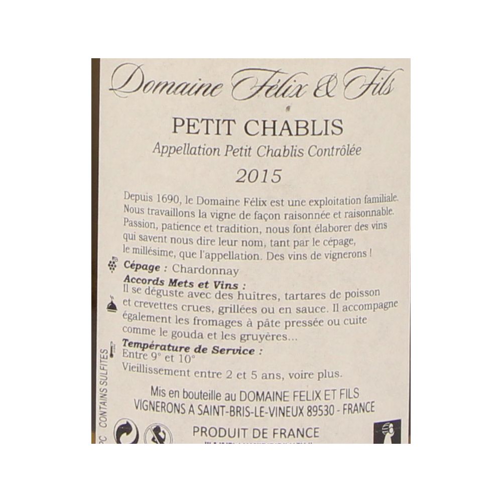  - Petit Chablis Domain Felix White Wine 75cl (2)