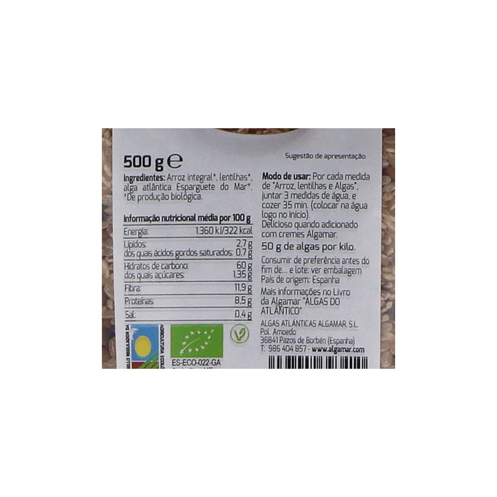  - Algamar Rice With Lentils & Organic Algae 500g (2)
