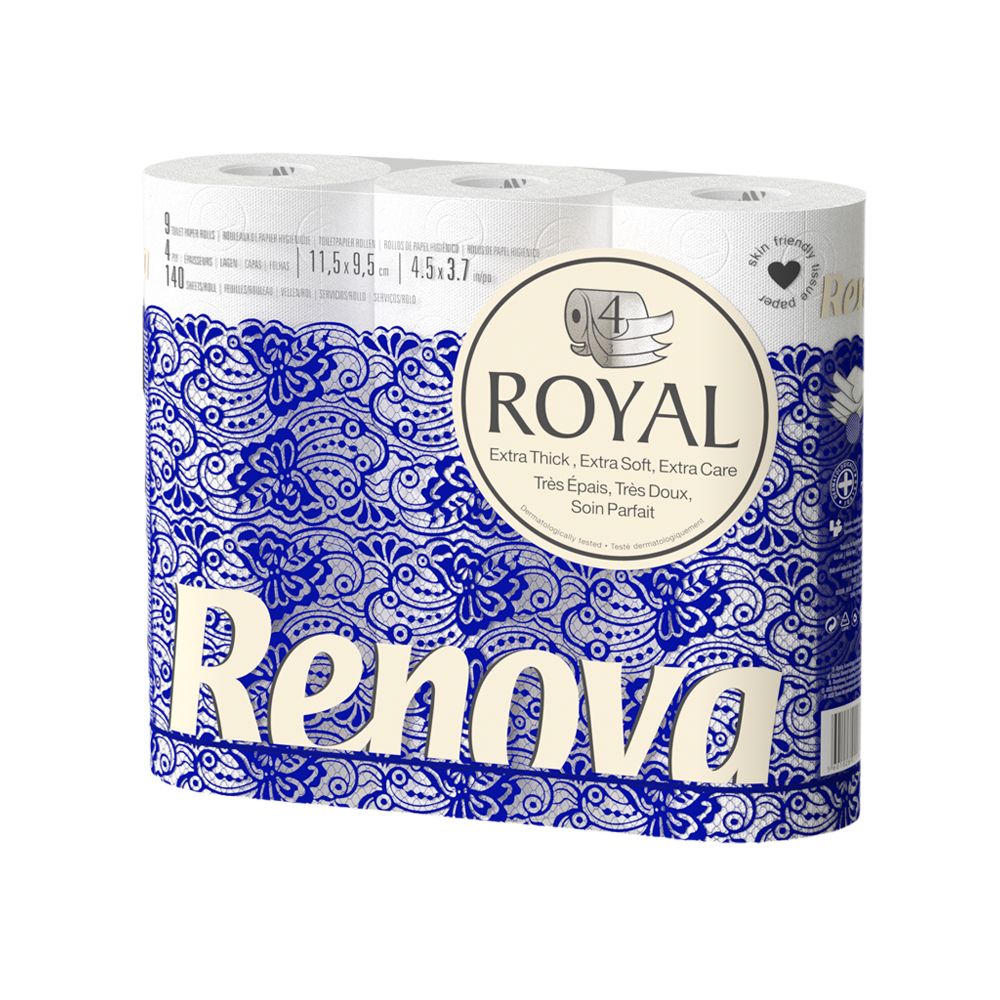  - Renova Royal White 4 Sheet Toilet Tissue 9 Rolls