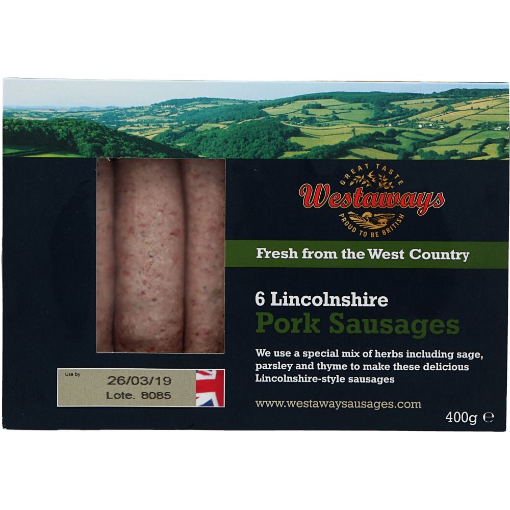  - Westaways Lincolshire Pork Sausages 400g (1)