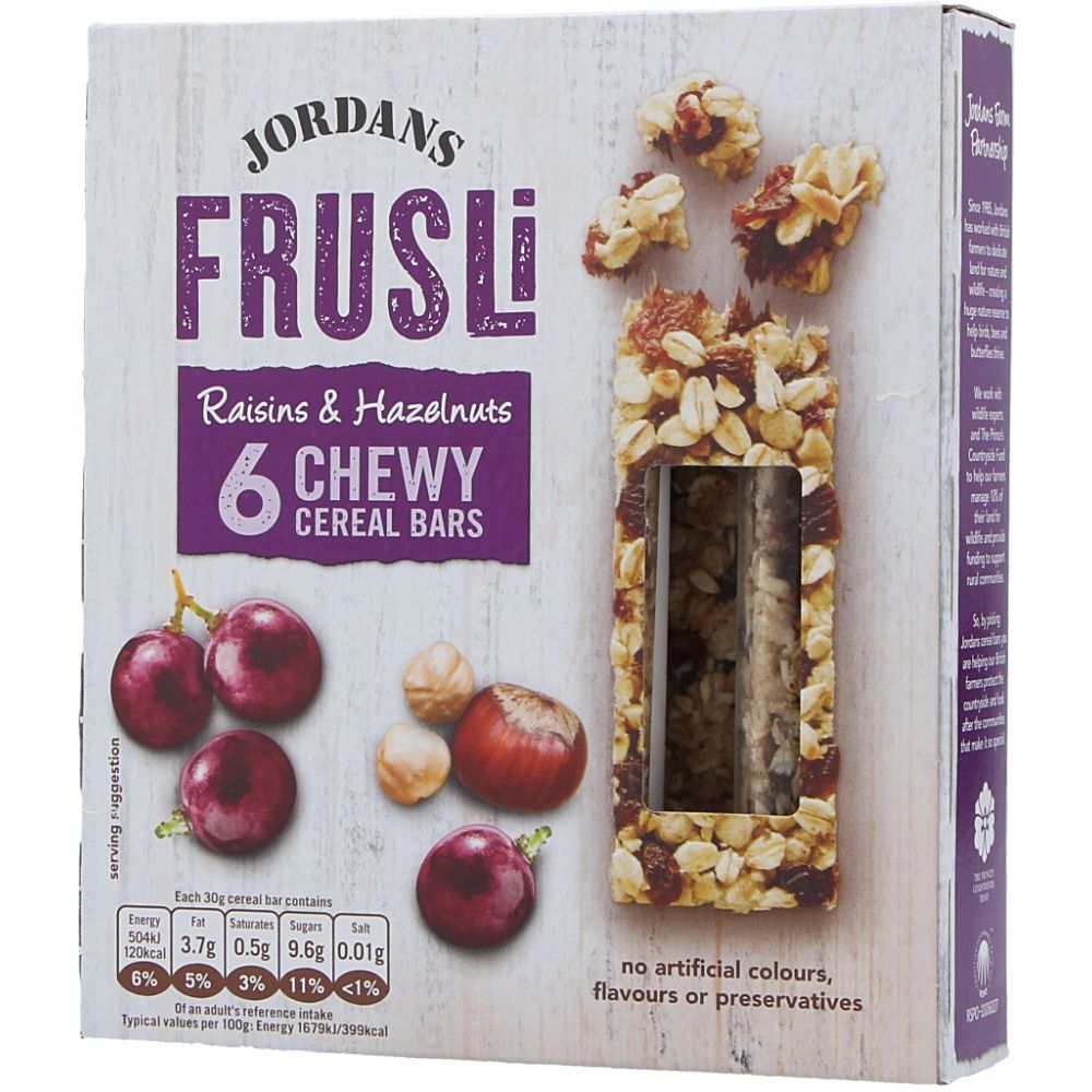  - Jordans Frusli Raisins & Hazelnuts Cereal Bar 6 x 30g (1)