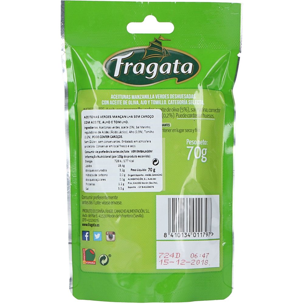  - Azeitonas Fragata Verde Alho & Tomilho 70 g (2)