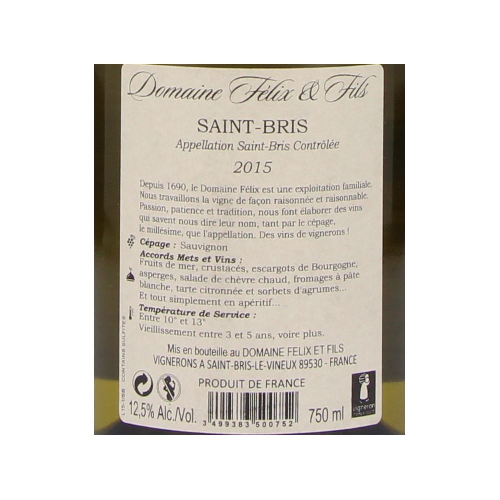  - Vinho Branco Saint-Bris Sauvignon Blanc Domaine Felix 75cl (2)