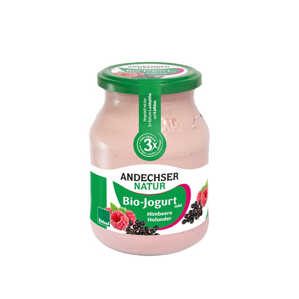  - Andechser Organic Raspberry / Elderberry Yoghurt 3.7% 500g (1)