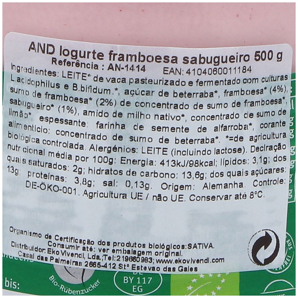  - Andechser Organic Raspberry / Elderberry Yoghurt 3.7% 500g (2)