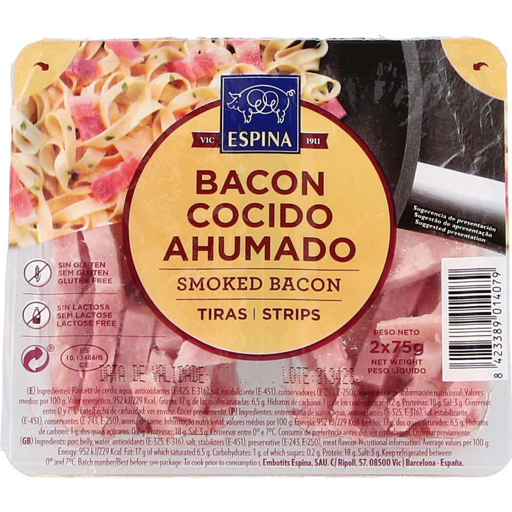  - Espina Smoked Bacon Strips 2 x 75 g