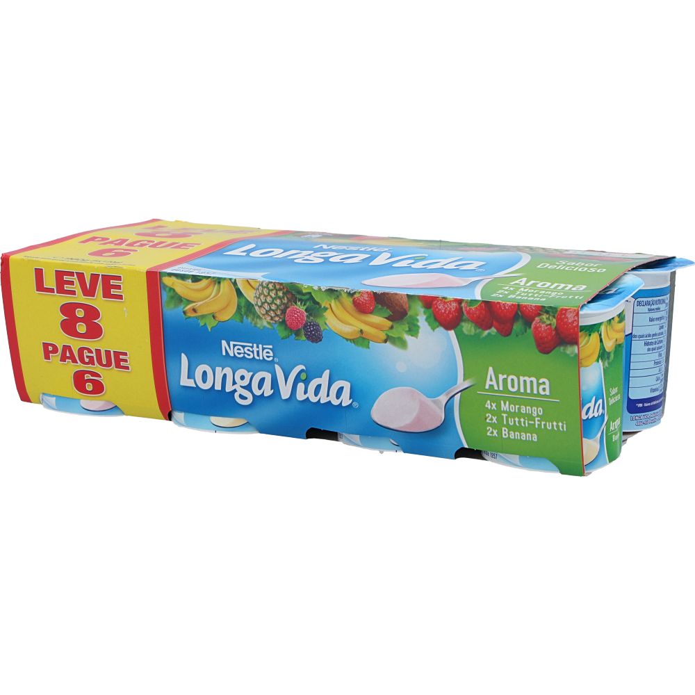  - Iogurte Longa Vida Aroma Morango & Banana & Tutti Frutti 8 x 120g (1)