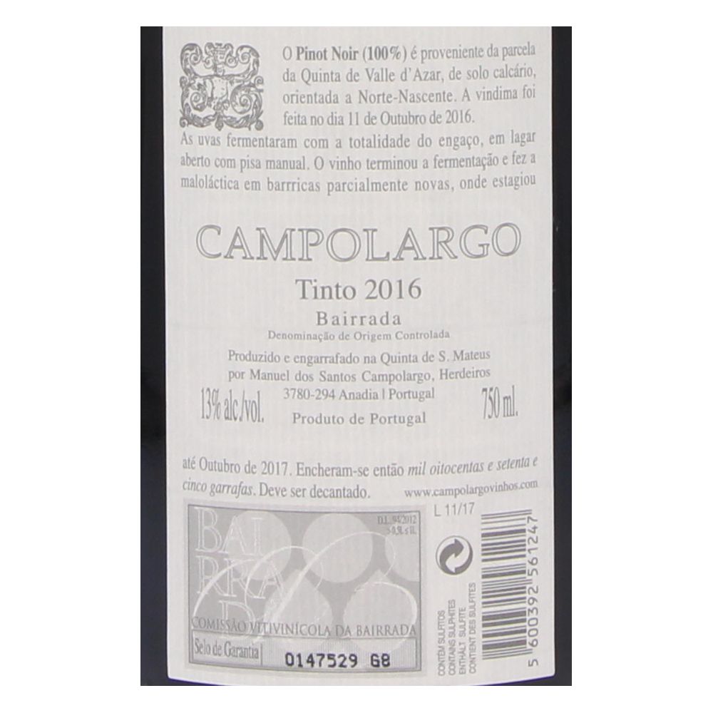  - Campolargo Pinot Noir Red Wine 75cl (3)