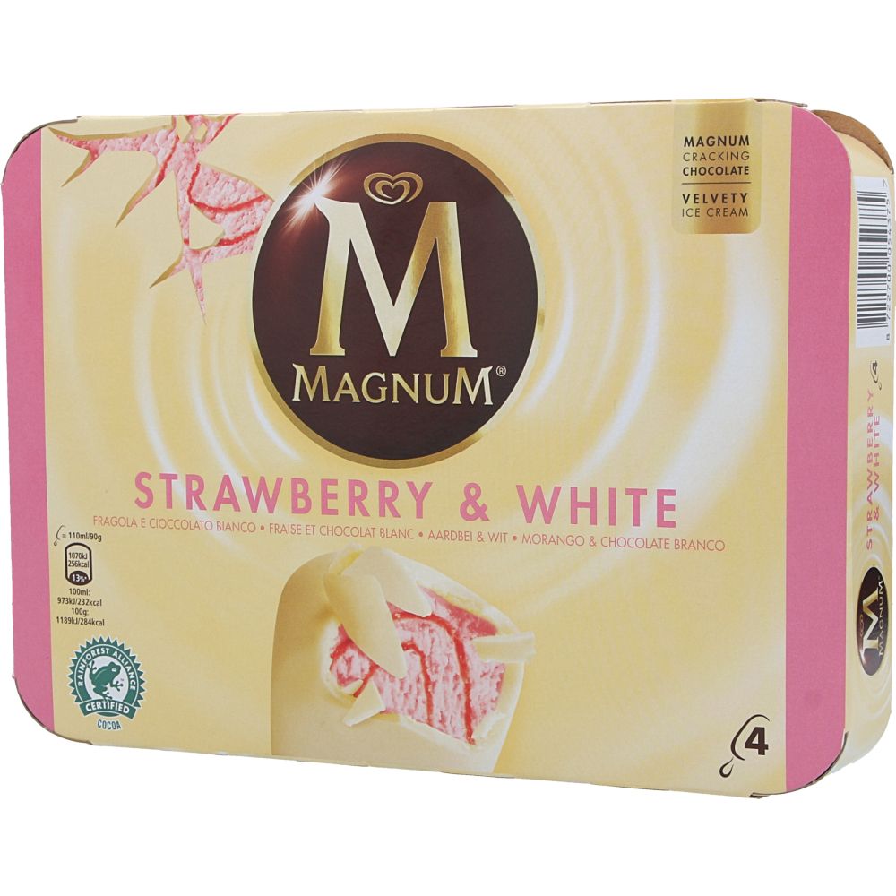  - Magnum White Chocolate & Strawberry Ice Creams 4 x 110 ml (1)