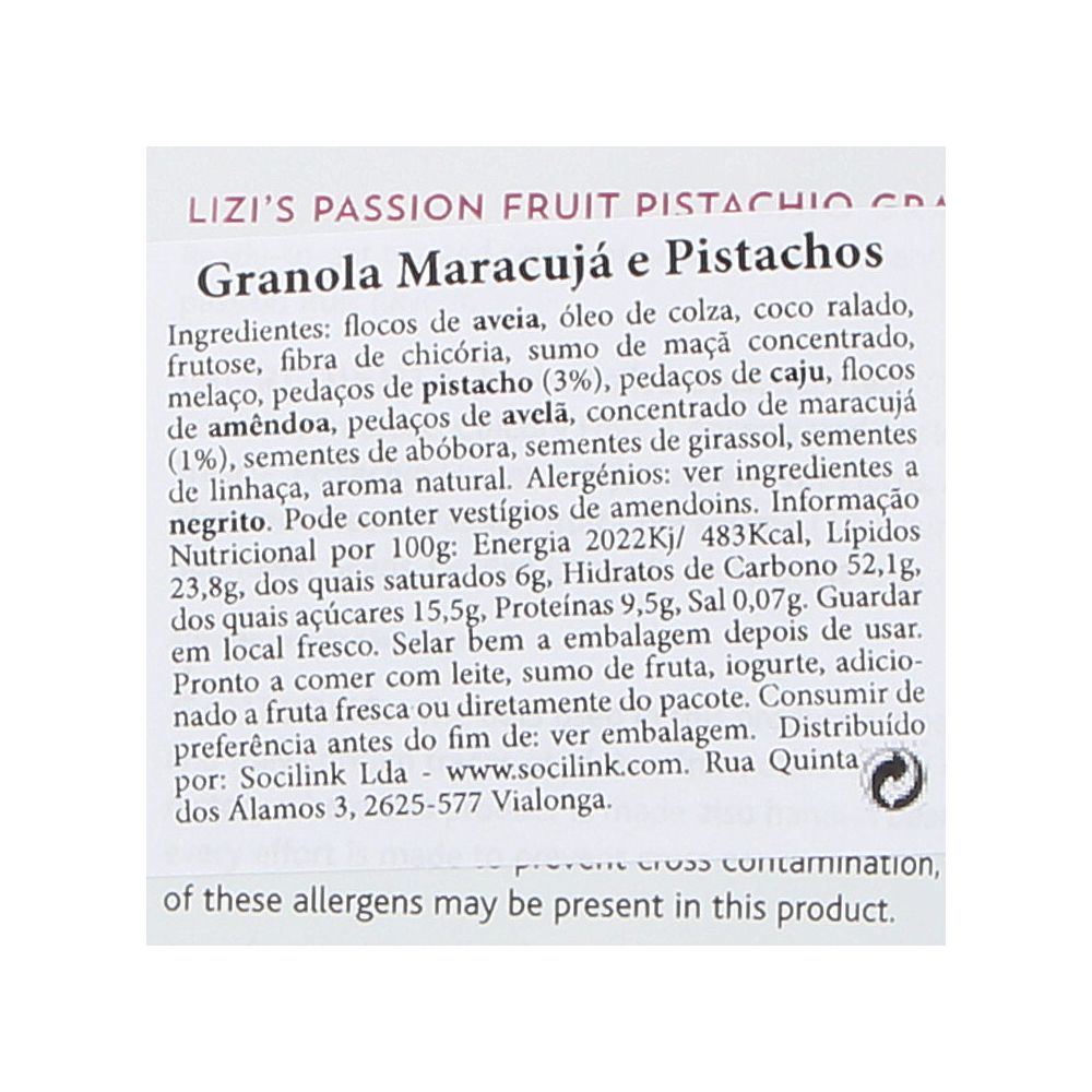  - Cereais Lizi`s Granola Maracujá & Pistáchios 400g (2)