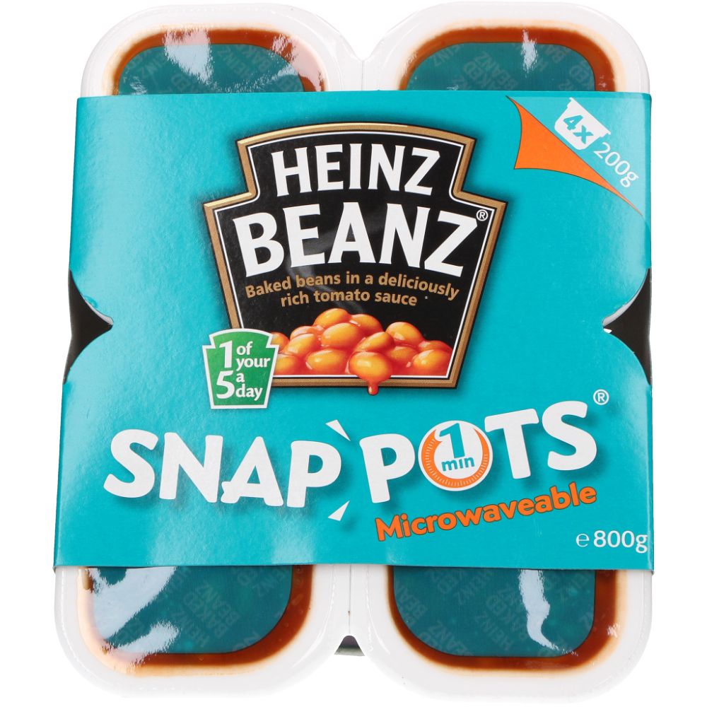  - Baked Beans Heinz Beanz Snap Pots 4 x 200g (1)