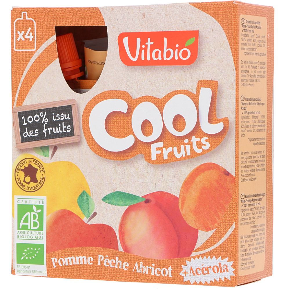  - Vitabio Organic Acerola / Apple / Peach / Apricot Fruit Puree 4x90g (1)