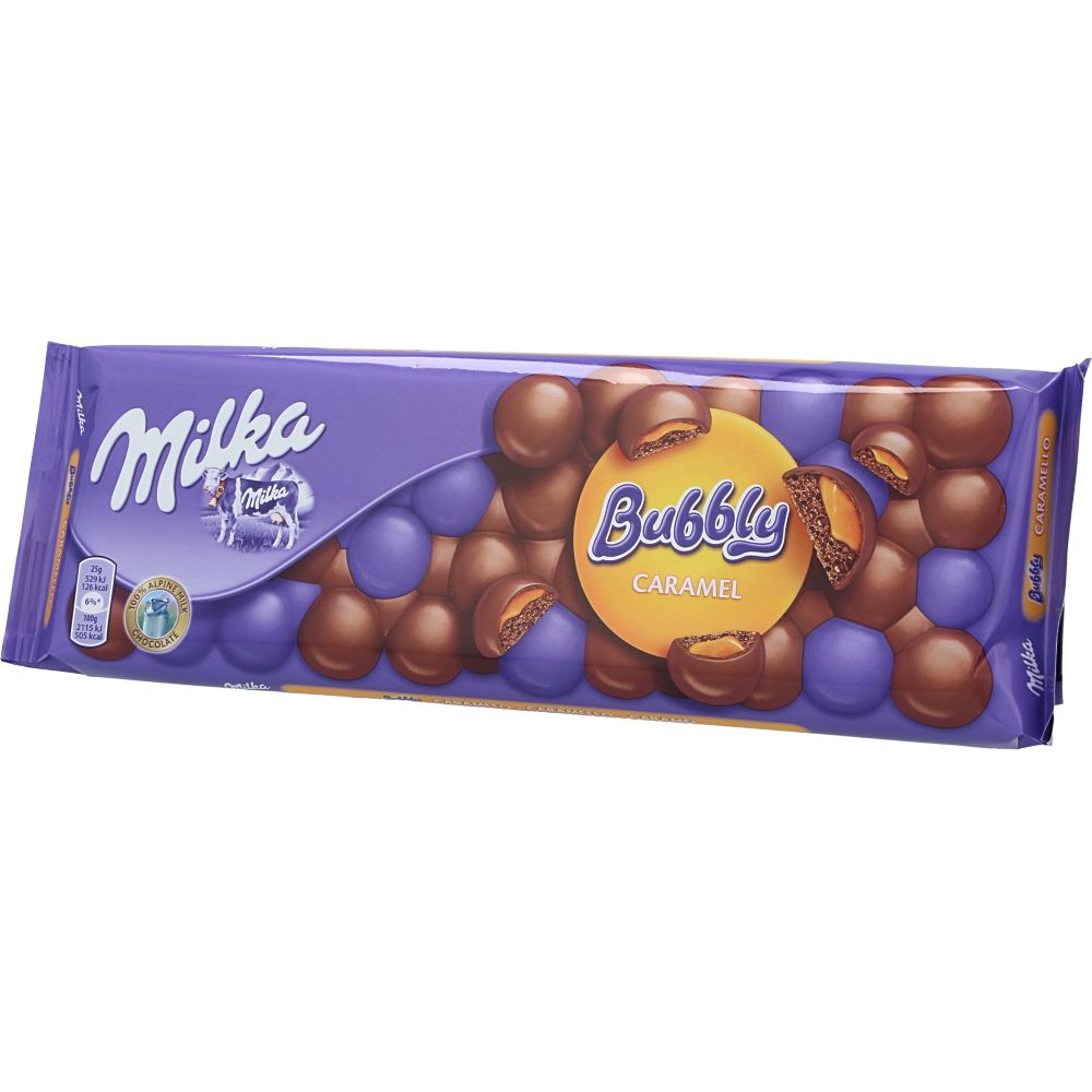  - Chocolate Milka Bubbly Caramelo 250g (1)