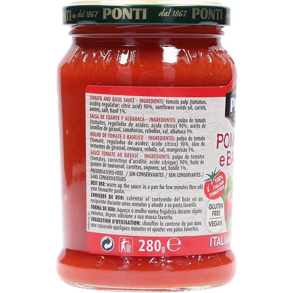  - Ponti Tomato & Basil Sauce 280g (3)