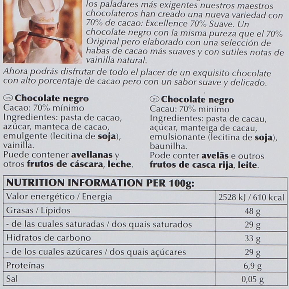  - Chocolate Lindt Excell 70% Suave Tablete 100g (4)