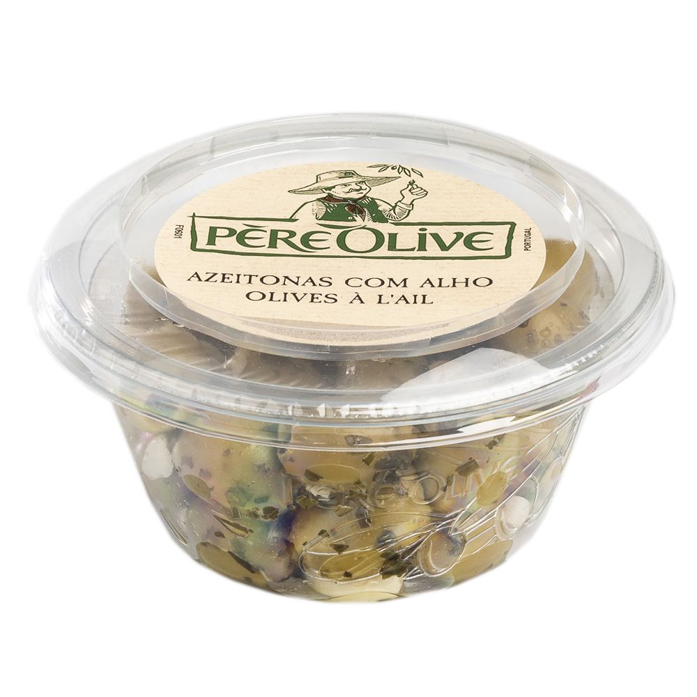  - Père Olive Green Olives w/ Garlic 150g (1)