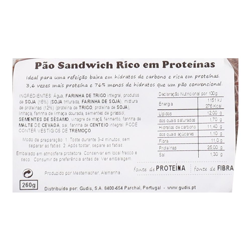  - Pão Mestemacher Rico em Proteína Sandwich 260g (2)