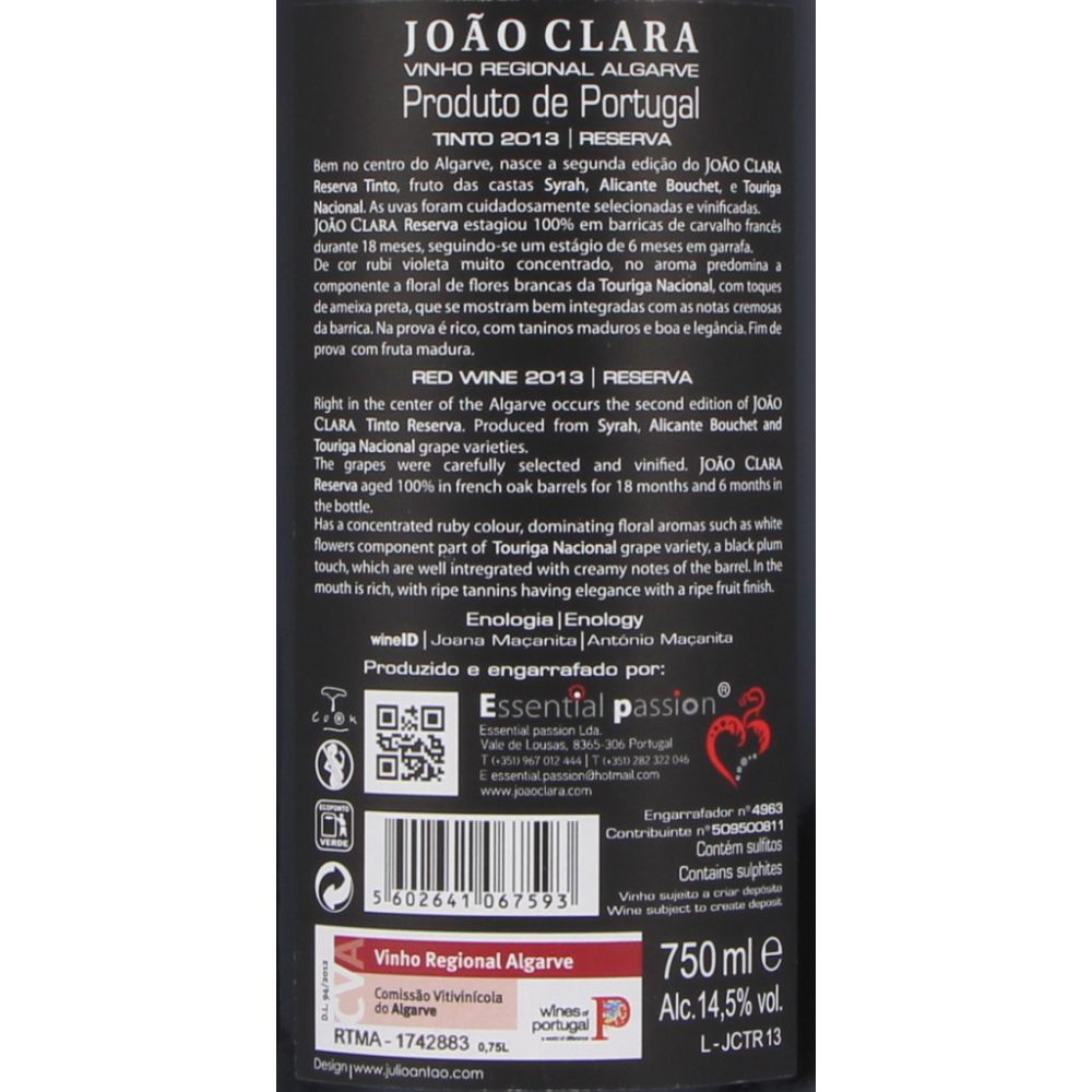  - João Clara Reserva Red Wine `16 75cl (2)