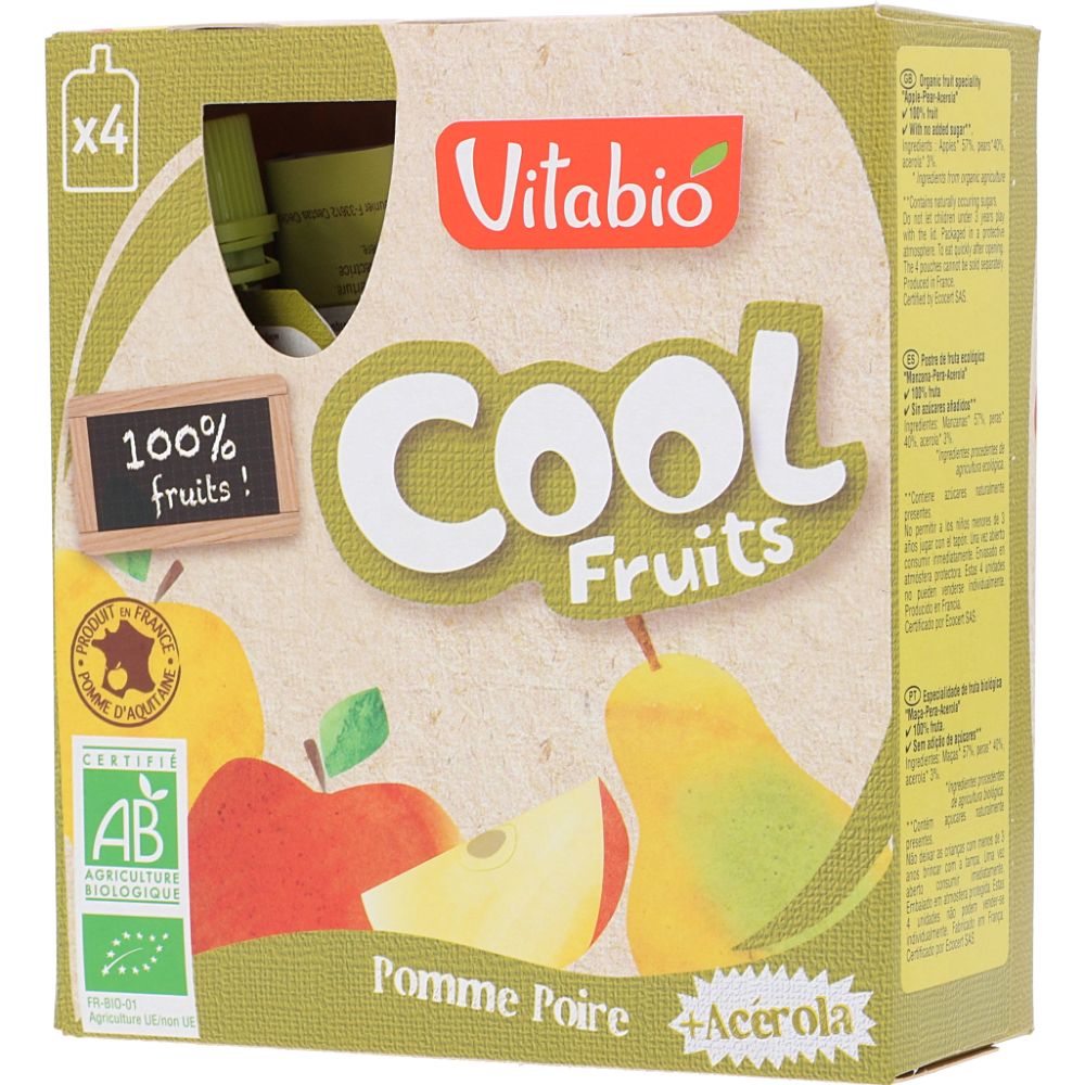  - Vitabio Organic Acerola / Apple / Williams Pear Fruit Puree 4x90g (1)