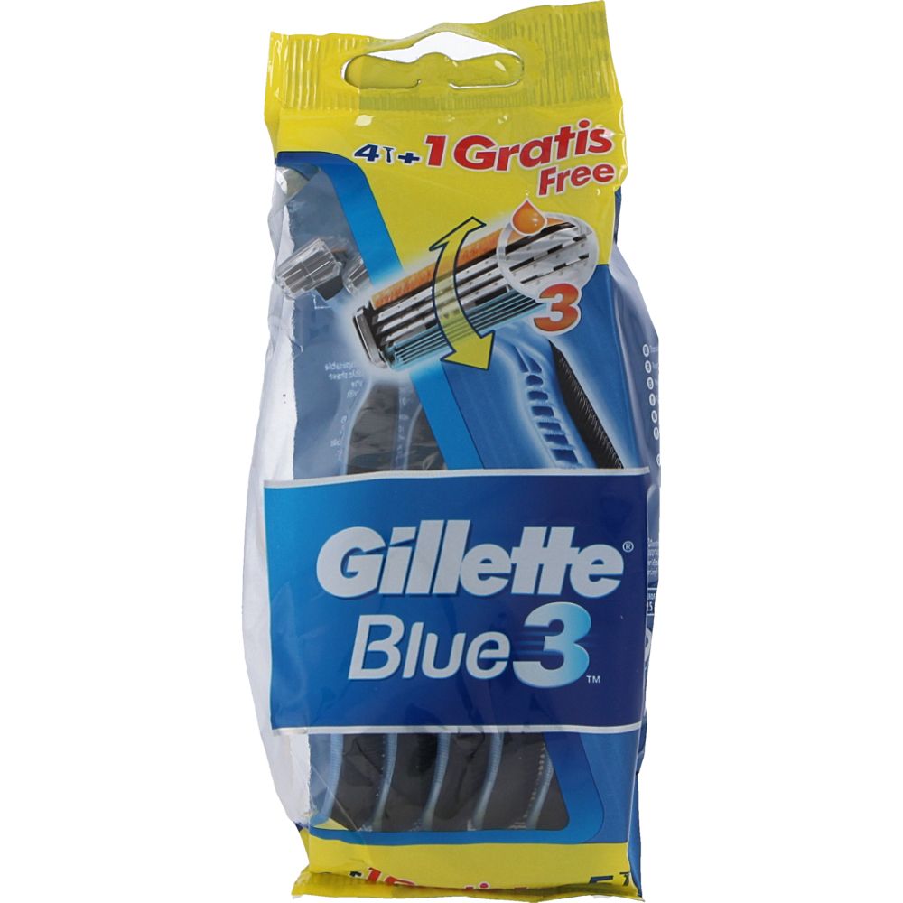  - Gillette Blue 3 Disposable Razors 4 pc + 1 Free (1)