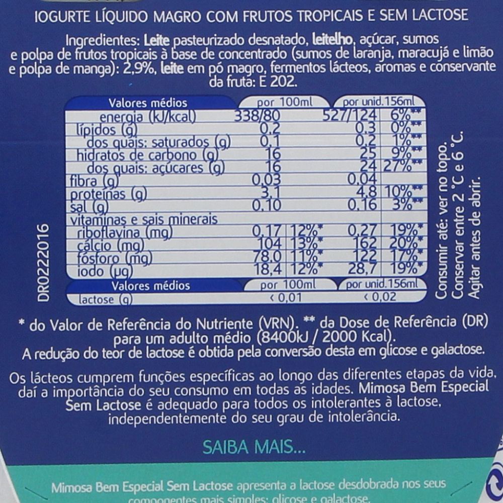  - Mimosa Lactose Free Exotic Fruits Yoghurt Drink 4 x 156 ml (2)
