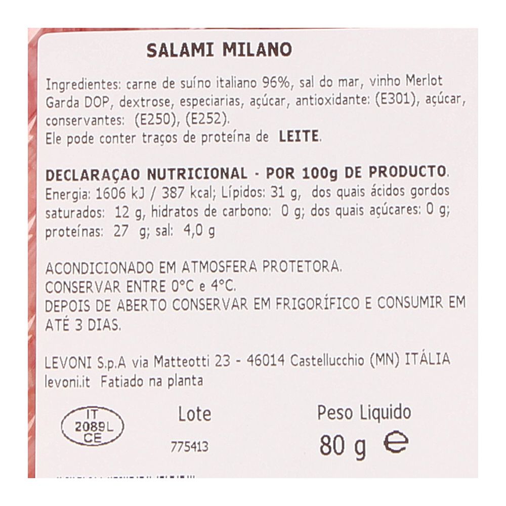  - Salame Milano Levoni Fatiado 80g (2)