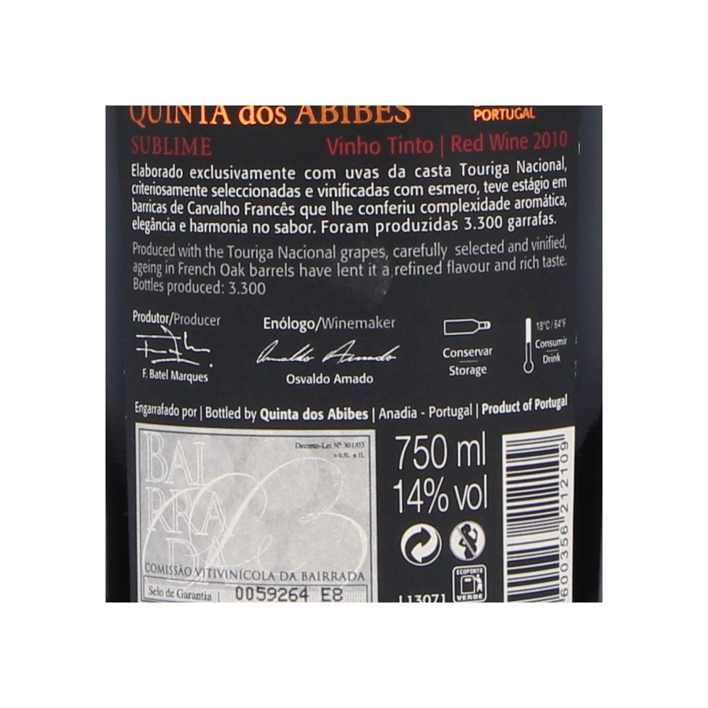  - Quinta dos Abibes Sublime Red Wine 2010 75cl (2)