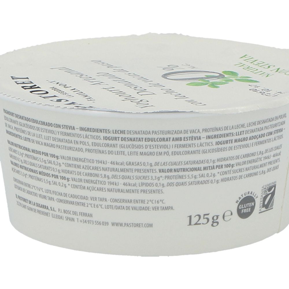  - Pastoret 0% Fat Stevia Natural Yoghurt 125g (2)