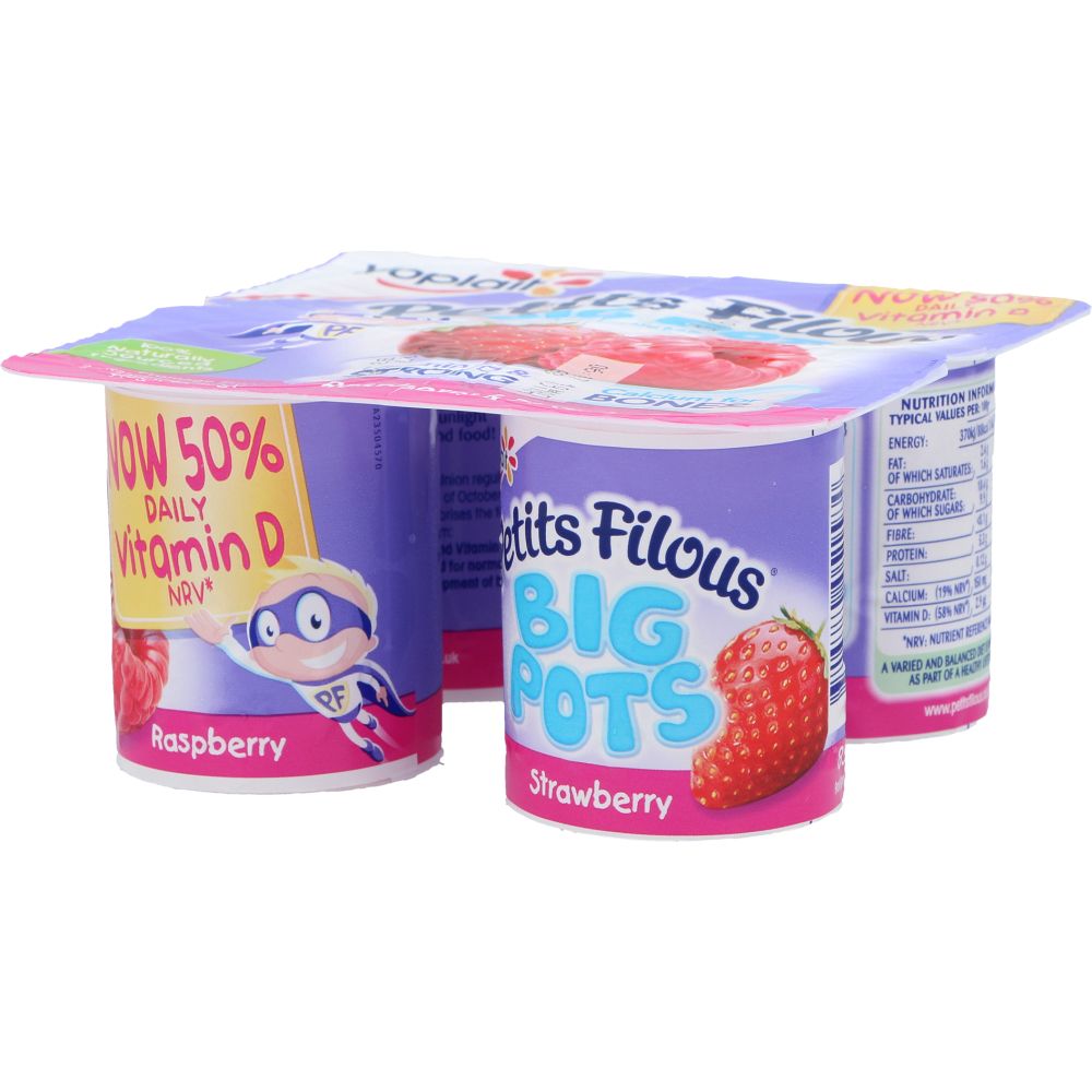  - Yoplait Petits Filous Raspberry & Strawberry Yoghurt 4 x 85 g (1)